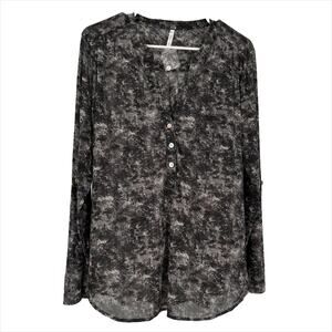 DNA Couture Sheer Jersey Tunic Top in Black/White Size 2X